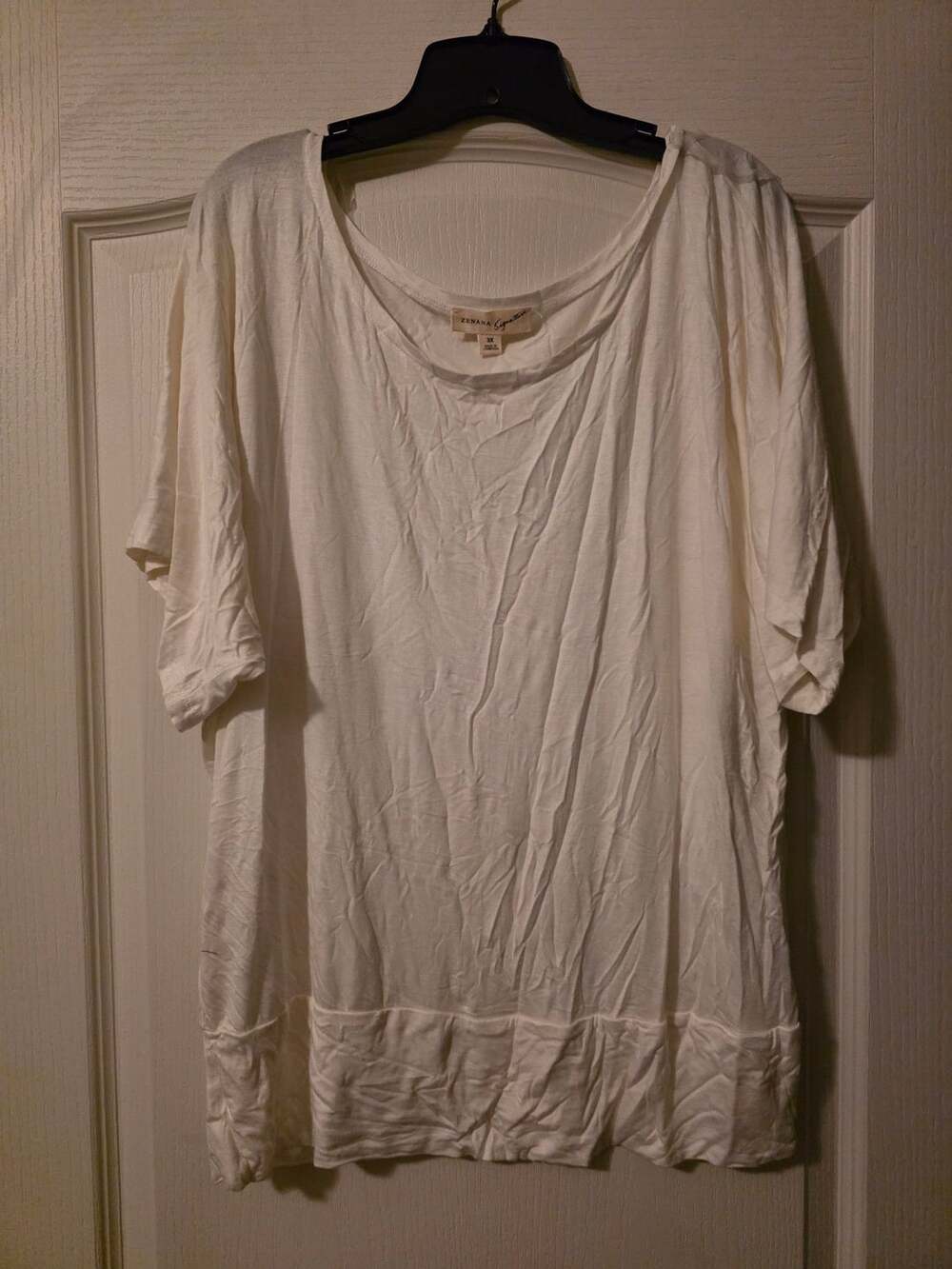 Zenana Signature T-Shirt Size 3X White Dolman Sleeve Banded Hem Top